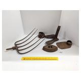 Group lot of vintage tool parts, sad iron & shoe