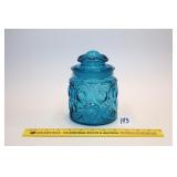 Vintage Blue Glass Moon & Stars Canister