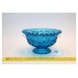 Vintage Blue Glass Moon & Stars Crimped Rim