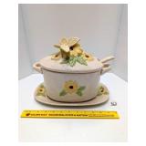Vintage Ceramic Soup Tureen w/ Underplate & Ladle