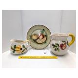 (2) Ceramic Pitchers & a decorative plate