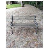 Bench w/ cast iron frame & wooden seat / back