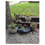 Group lot of flower pots, some concrete