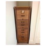 Vintage Wooden Filing Cabinet on Casters