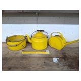 Yellow Enamelware Kettle & Pot