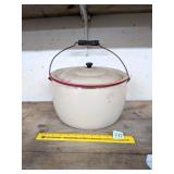 Large Enamelware Pot w/ Lid, has damage, see