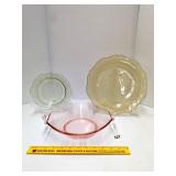 Group of depression glass including a yellow
