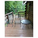 (2) Wrought Iron Patio Chairs w/ matching side