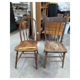 (2) Vintage wooden chairs, need some work