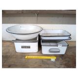 Group lot of enamelware including (2) Vintage