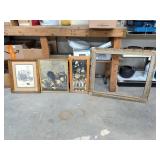 (2) Vintage Prints (have damage), frame & faux