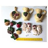 Group lot of Vintage Chalkware wall decor