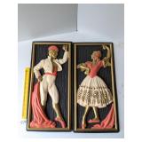 Pair of Vintage plastic wall hangings of a dancer