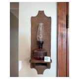 Miniature Oil Lamp w/ wall shelf; approx. 16 1/2