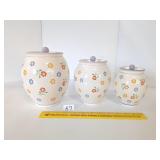 (3) Ceramic Canisters, have some chips as shown
