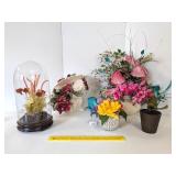 Group lot of floral decor      Located in Kitchen