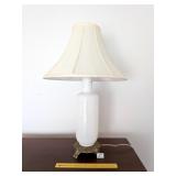 Glass Lamp w/ Fabric shade; approx. 28 in T
