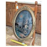 Vintage Oval Frame w/ curved glass; approx. 18 in