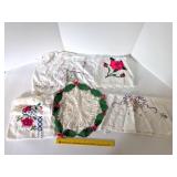 Vintage Embroidered linens & crocheted doily