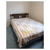 Queen Headboard w/ metal bed frame on wheels;