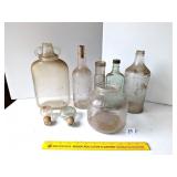 Vintage Glass Bottles & a Crisco jar      Located