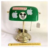 Electric Desk Lamp with Green Glass Shade - does