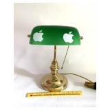 Electric Desk Lamp with Green Glass Shade - does