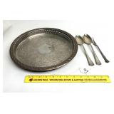 Round Engraved Metal Tray Marked Spring Flower WM