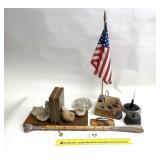 Assortment of Office Items includes Bookends, Pen