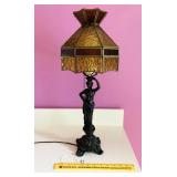 Electric Table Lamp with Stained Glass Shade -