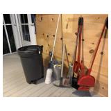 Assorted Lot includes Brooms, Dust Pans, Grubbing