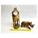 (2) Wooden Figures one is a hand carved -