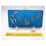1967 Plymouth License Plate Tag
