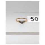 14K Gold & Diamond Solitaire Ring 2.2g Total Ring