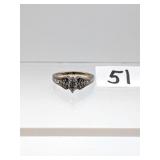 Sterling Silver & Diam Chip Ring - Marked 925 -
