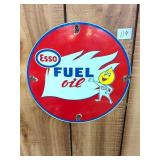 Vintage Porcelain Esso Fuel Oil Sign - Measures
