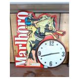 Plastic Marlboro Clock Sign - Measures Approx. 23