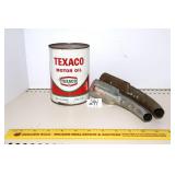 Vintage Texaco Motor Oil Can and (2) Spouts