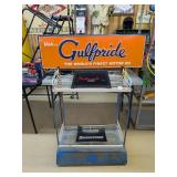 Reproduction Gulfpride Motor Oil Metal Sign on a