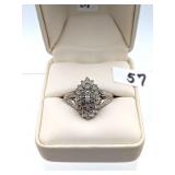 Sterling Silver Cluster Ring - size 9.5