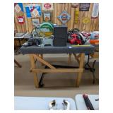 Tall Wooded Work Bench with Carpeted Top -