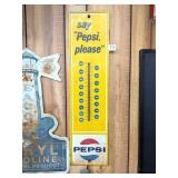 Large Vintage Pepsi Thermometer Sign - Missing