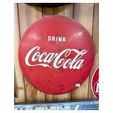 Vintage 1950s Coca-Cola Button Sign - Has Normal