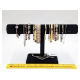 Group of Costume Jewelry Bracelets with Display