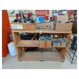 Wooden Shelf with Contents - Measures Approx. 48