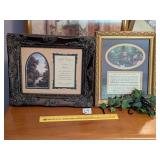 (2) Framed Prints one with Poem one with Song