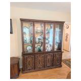 Vintage China Cabinet with Lighted Top & Glass