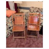 (2) Vintage Wooden Folding Chairs - Located in