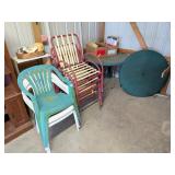Group of Patio Chairs and (2) Plastic tables, (3)