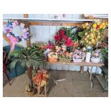 Group of Faux Floral Arrangements, Wreaths and